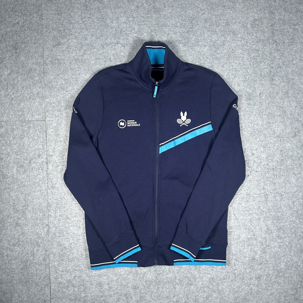 Psycho Bunny Jacket Mens Small Navy Track Tennis Full Zip Omnium Banque